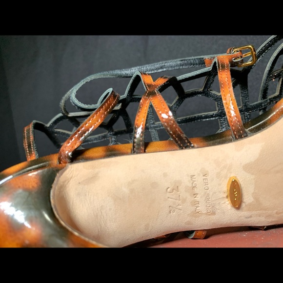 Sergio Rossi Puzzle Heel Tortoise Sandals with Box - Picture 3 of 6